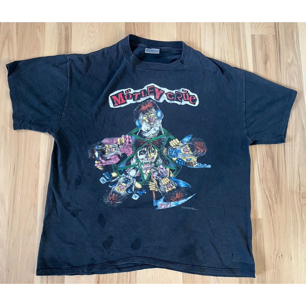 Vintage 90s Motley Crue T Shirt Decade Of Decadence Pentagram Ransom Brockum XL